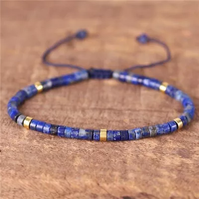 Natural Lapis Lazuli Stone Dainty Bracelet Gemstone Braided Bracelet Handmade • $11.99