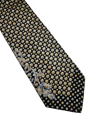 5a) Classic Vitaliano Pancaldi Deep Black Geometric 100% Silk Tie Made In Italy  • $24.95