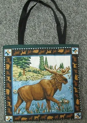 Awesome Tote New Book Hand Bag Moose Forest Cattail Lake Bear Wolf • $1.99