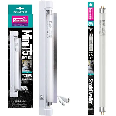 Arcadia ShadeDweller Pro T5 Kit 7% UVB 8W Lamp Reptile UV Bulb / Lighting Kit • £14.20