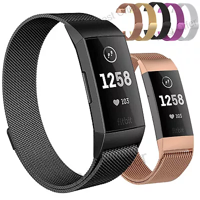 Fitbit Charge 4/ 3 Band Metal Stainless Milanese Wristband Replacement Strap AU • $8.99