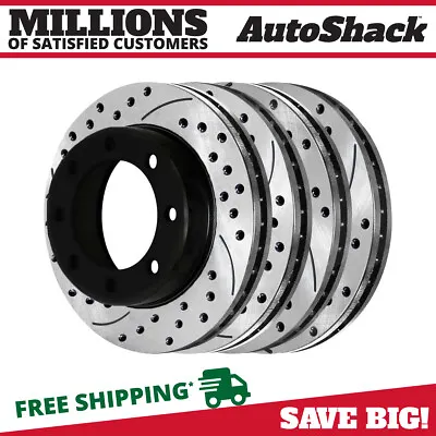 Front & Rear Drilled Slotted Brake Rotors Black Set 4 For Ford F-250 Super Duty • $228.59