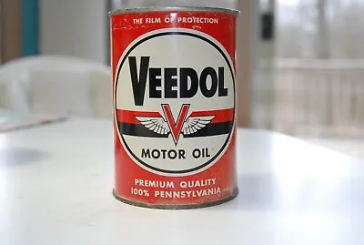 Vintage~ Full Nos~ Veedol~ 1 Quart Premium Motor Oil Can~ Metal  Full  Original! • $145