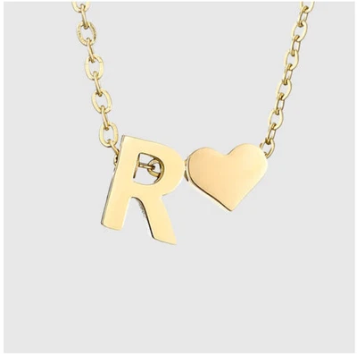 £0.01 • Buy UK Ladies Girls Initial Letter R Heart Chain Alphabet Charm Pendant Necklace