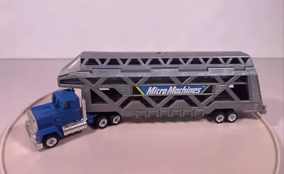 1988 Micro Machines BIG RIG Semi TRUCK Car HAULER Carrier Blue Silver Nice Shape • $12