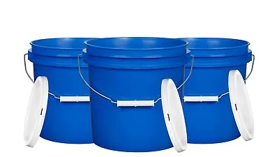 2 Gallon Blue Plastic Bucket Pail Food Grade With Lid- Made In USA ( Pack Of 3) • $57