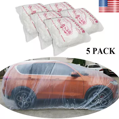 5PACK Clear Plastic Disposable Car Cover Temporary Universal Rain Dust Garage US • $28