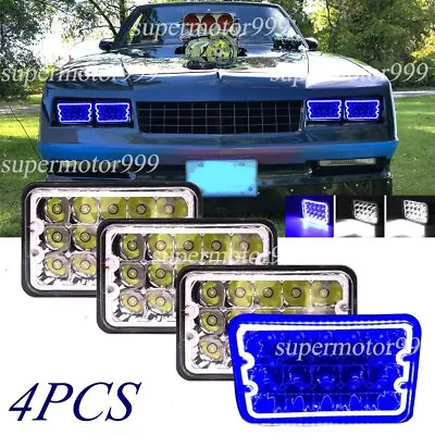 Fit Chevrolet Monte Carlo SS 1980-1988 4PCS 4x6  LED Headlights Blue DRL Beam H4 • $45.95