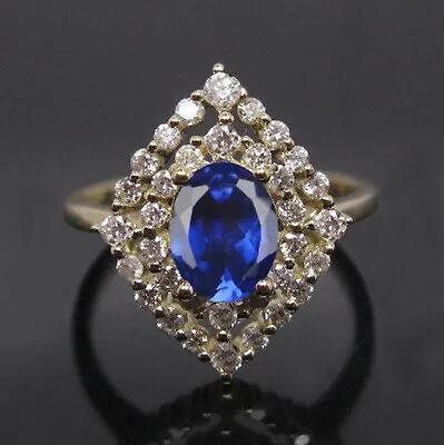 1.90Ct AA Natural Blue Tanzanite IGI Certified Diamond Ring In 14KT Yellow Gold • $495