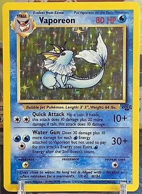 Vaporeon Jungle - 12/64  - Holo Rare Card Unlimited Pokemon LP • $5.99