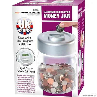 New Electric Coin Counting Money Jar Digital Display Saving Cash Piggy Bank Gift • £11.99