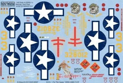 WARBIRD DECALS 1/48 B25J Devil Dog & 1 For The Gipper WBS148097 • $18.97