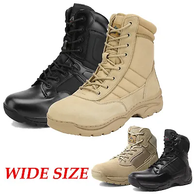 US WIDE SIZE Mens Military Boots Leather Combat Boots Waterproof Tactical Boots • $48.99