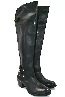 Vince Camuto Womens Brooklee Black Riding Boots Leather Over The Knee Size 7 M • $74.99