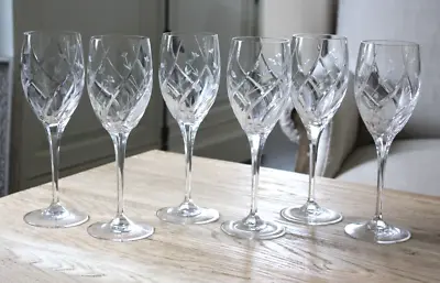 Mikasa English Garden Crystal 6 Water / Wine Glasses 9  • $120