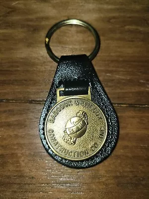 Vintage Babcock & Wilcox B & W Brass And Leather Keychain New Vintage • $16