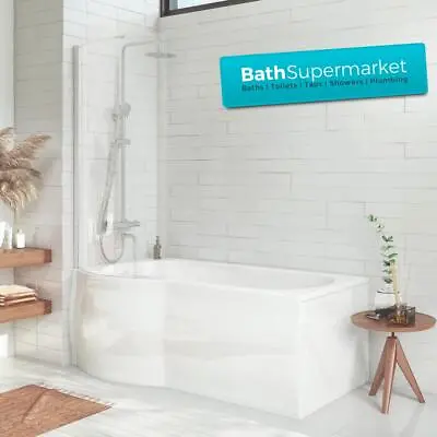 Left & Right Hand P Shaped Shower Bath & Screen 1700mm White Acrylic Bath Panels • £299