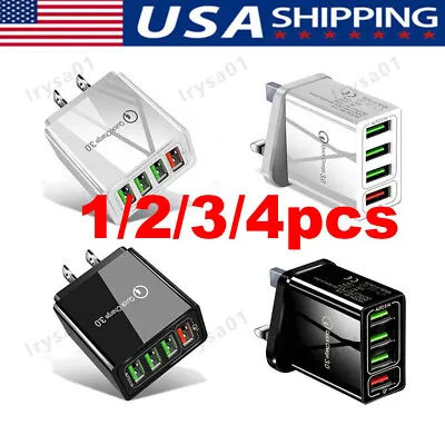 US 4 Port Fast Quick Charge QC 3.0 USB Hub Wall Home Charger Power Adapter Plug • $10.99