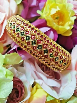 $19.99 • Buy Gold Plated Bangle Bracelet Vintage Thai Bridal Women Jewelry Enamel Engraved