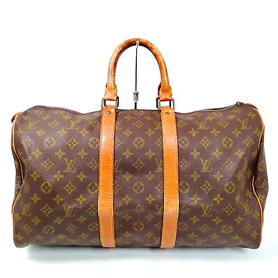 Vintage Louis Vuitton LV Boston Bag  Keepall 45 Brown Monogram 3113786 • $3.75