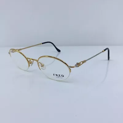 New Vintage FRED Lunettes Comores Eyeglasses Gold Bicolore Made France 48-21mm • $899.99