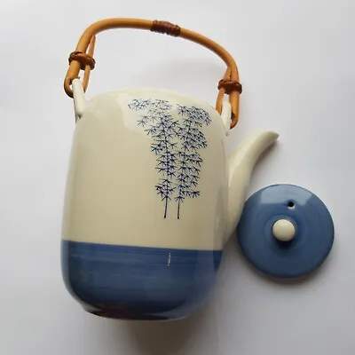 Tachikichi Ceramic Pottery Teapot Tea Pot Japanese Crafetd Japan 11cm Bamboo VTG • £52.50