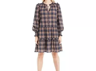 NWT Max Studio Plaid Long Smock Long Sleeve Dress Size-L • $25