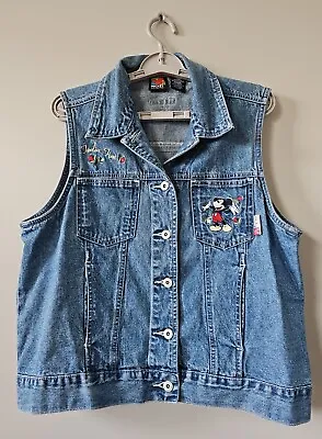 Disney Mickey Unlimited Vest Women's Size Large Denim Mickey Mouse Feelin Fine • $22.99