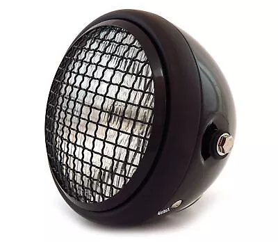 6.5  H4 Halogen Motorcycle Headlight W/ Grill - Matte Black Gloss Black • $52.95