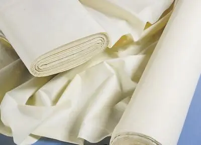 Premium Cotton Sateen Ivory Curtain Lining Fabric. New!  Free UK Postage!  • £2.95