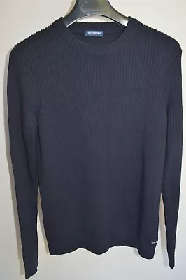 Saint James Mens Wool Ribbed Crew Neck Fisherman Sweater Jumper Size L Navy • £102