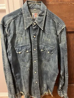 Levi's Vintage Look Clothing Distressed Denim Western COWBOY Shirt Sz-M • $90