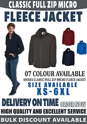 Uneek Classic UC604 Fleece Jacket Full Zip Micro Casual Extra Warm Work Wear • £13.49