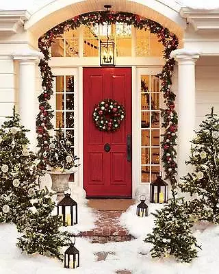 Pottery Barn Christmas Outdoor Indoor Pine Garland 60  Red Silver GUC • $119