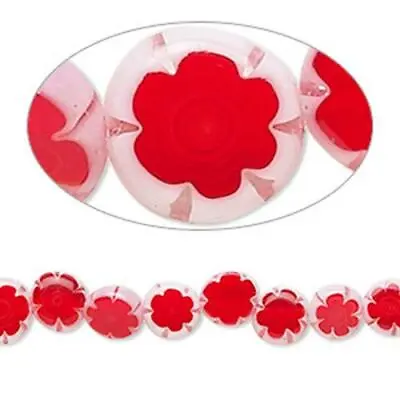 6430 Glass Disc Beads Millefiori 6mm 15 Inch Red  *UK EBAY SHOP* • £4.75