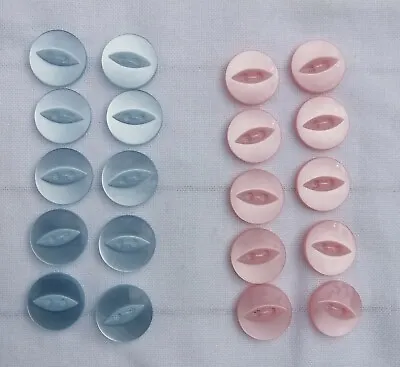 £1.70 • Buy 10 X Light Blue Or Pink Round Fish Eye Baby Buttons 22L Size 14mm Knits/Sewing