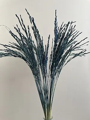 Dried Flowers  Dark Blue Rice Grass 50 Stems Vase Decor Wedding • £6.95