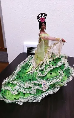 Marin Chiclana Vintage Flamenco Doll Great Condition Beautiful Green Dress • $35