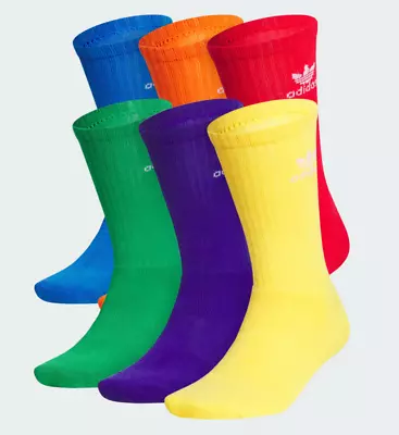 New Adidas Originals  Trefoil Crew Socks ~size Large (6 Pairs Per Pack) • $29.70