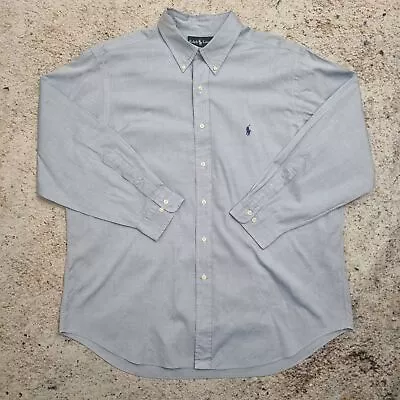 Ralph Lauren OXFORD SHIRT CLASSIC FIT PLAIN - Blue - Size 17.5 32 33 • £19.99