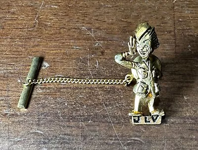 Vintage JLV Saluting Soldier Gold Tone Tie Tack Military • $10