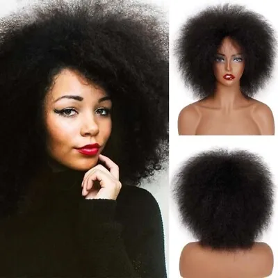 Short Fluffy Hair Afro Curly Black Natural Heat Resistant Synthetic Cosplay Wigs • $13.29