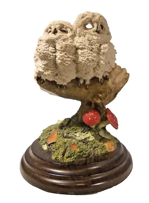 Country Artists Two Baby Owls On Branch Figurine.Double Owlet CA560.Hand Painted • £3.95