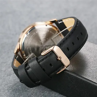 Luxury Rose Gold Roman Dial Waterproof Leather Men's Watch Or Women's Gift NEW • $80.01