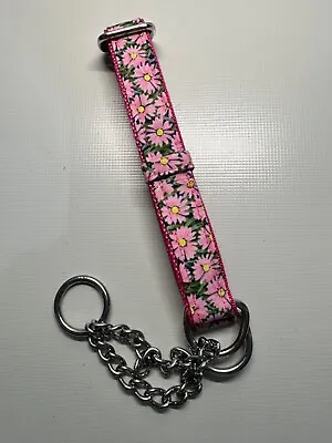 Martingale Half Check Choke Chain Dog Collar Pinky Daisies Stainless Steel • £7.15