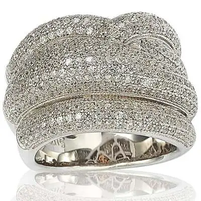 Suzy Levian Sterling Silver Micro Pave Cubic Zirconia Crossover Wide Band Ring • $220.50