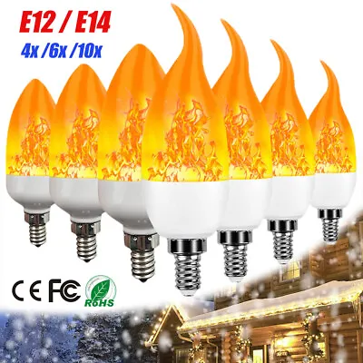 E12 E14 LED Flicker Flame Lamp Lights Burning Fire Effect Candle Bulbs Lighting • £23.39