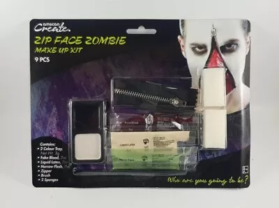 Zipper Face Zombie Make-up Kit 9 Pcs Horror Mask Application Halloween Party • £3.99
