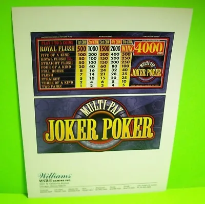 Multi-Pay Video Joker Poker Slot Machine Promo Sales Flyer Casino Game Vintage  • $21.25