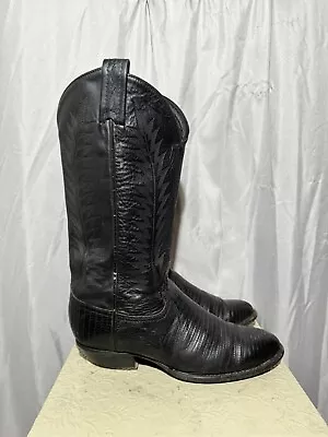 Vintage TONY LAMA Black Lizard Boots  SIZE 6.5M • $50